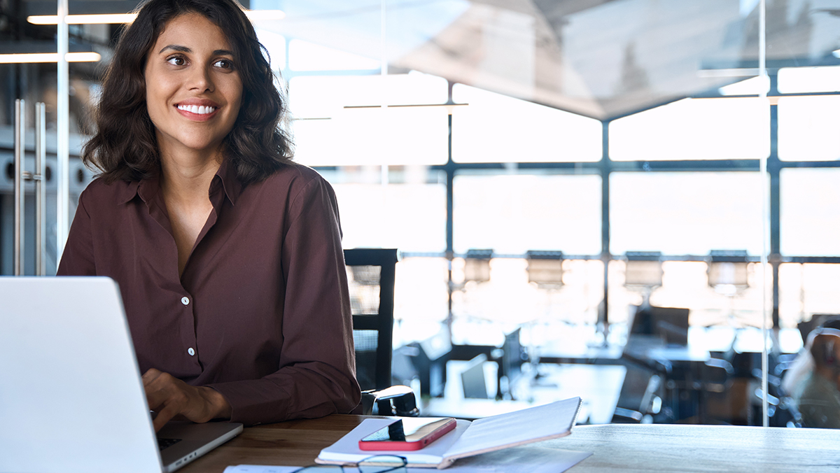 Woman working at PC
